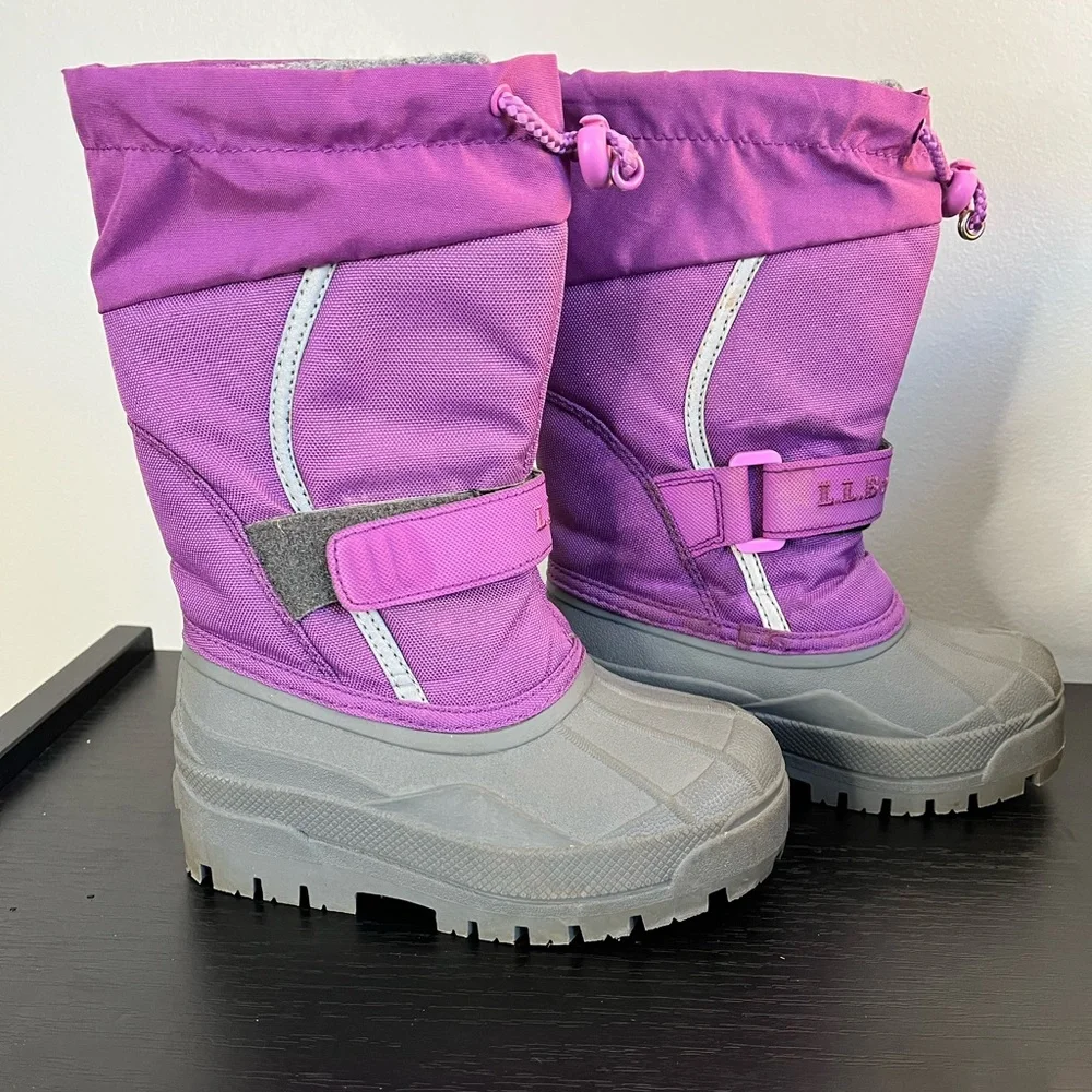 L.L. Bean Purple Gray Northwoods Winter Snow Boots Waterproof Girls Size 10